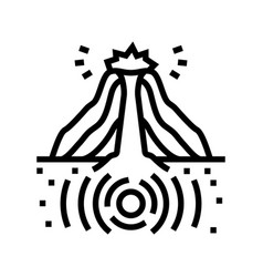 Volcanic Earthquake Disaster Line Icon