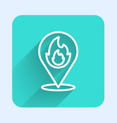 White Line Map Pointer With Fire Flame Icon