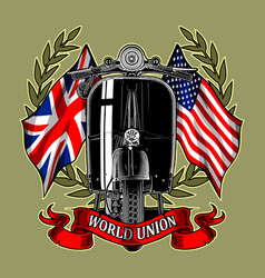 American And British Flag Background Scooter