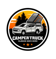 Camper Truck With Top Tent Logo