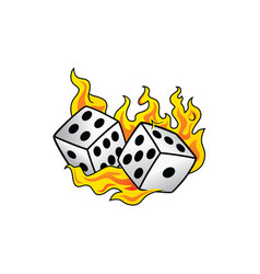 Flaming On Fire Burning White Dice Risk Taker