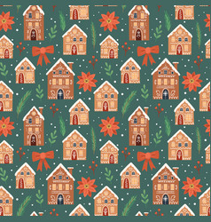 Gingerbread Houses Christmas Pattern Cute