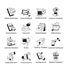 Set Of 16 Feedback And Notification Linear Icons