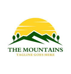 Mountains logo set Mountain peak landscape with Vector Image