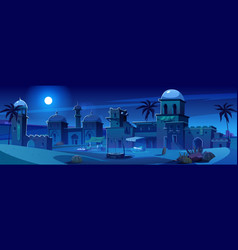 Night Ancient Arab City Desert Cartoon Landscape