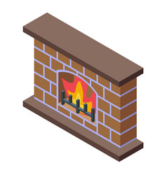 Brick Furnace Icon Isometric Fire House