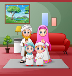 Happy Muslim Family At Home