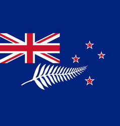 New Zealand Flag With Silver Fern