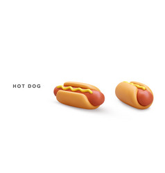 3d Realistic Two Hot Dog On White Background