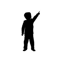 Black Silhouette Of Little Boy Pointing To Sky