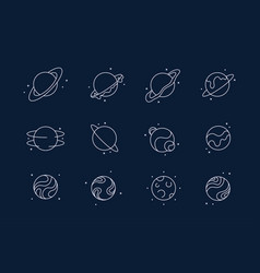 A Set Of Icons With Planets Editable Stroke