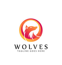 Abstract Circle Wolves Wild Modern Logos Design