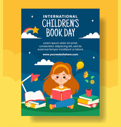 Children Book Day Vertical Poster Flat Cartoon