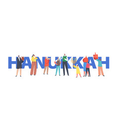 Family With Kids Celebrating Hanukkah Concept