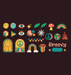 Set Of 70s Psychedelic Clipart Sticker