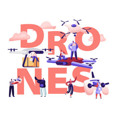 Drone Mail Service Concept People Control