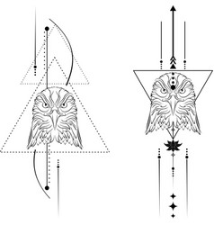 Eagle Geometric Lines Tattoo Set In Format