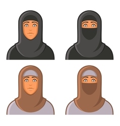 Beautiful face of arabic muslim woman in hijab Vector Image