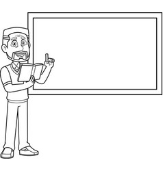 Outlined Male Teacher Cartoon Character