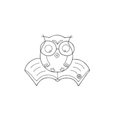 Hand Drawn Outline Owl Sitting On A Book