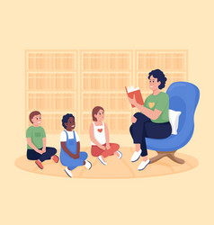 Volunteer In Kids Library Flat Color