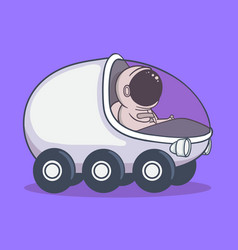 Cute Spaceman Driving Spase Car