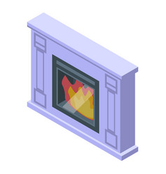 Heat Furnace Icon Isometric House Fire