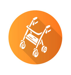 Rollator Walker Flat Design Long Shadow Glyph