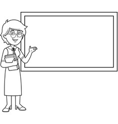 Outlined Female Teacher Cartoon Character