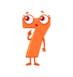 Cartoon Funny Math Number Seven Character