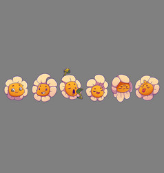 Chamomile Daisy Flower Emotions Icon Set