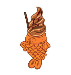 Chocolate Ice Cream In The Form Of Taiyaki Fish