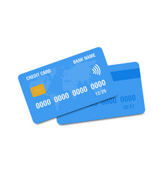 Credit Card Icon Front And Back Realistic Blue