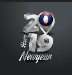 Happy New Year 2019 Grey Typography With Laos