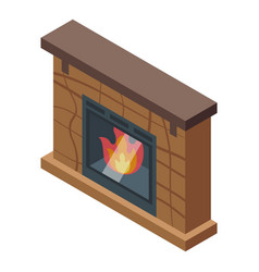 Steel Brick Furnace Icon Isometric Fire