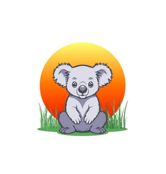 Cute Cartoon Australian Gray Koala Sitting