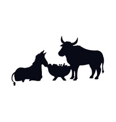 Manger Ox And Donkey Scene