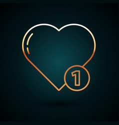 Gold Line Like And Heart Icon Isolated On Dark