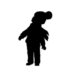 Black Silhouette Of Little Boy Looking To Sky