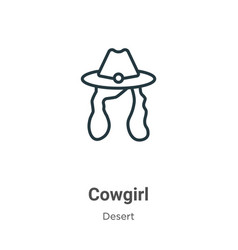 Cowgirl Outline Icon Thin Line Black