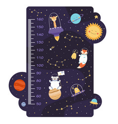 Kids Height Chart With Cute Space Animals Funny