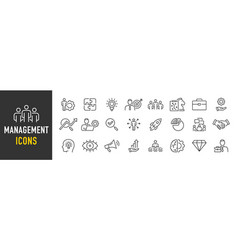 Management Web Icons In Line Style Media Teamwork