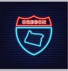 Neon Icon Map Of The State Of Oregon From