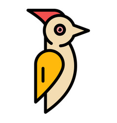 Cardinal Woodpecker Icon Color Outline