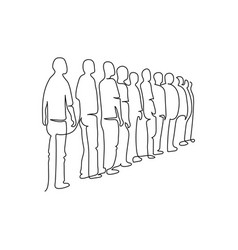 Group Of People Standing In Queue Continuous One