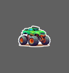 Sticker Of Cartoon Monster Truck With Big Foot