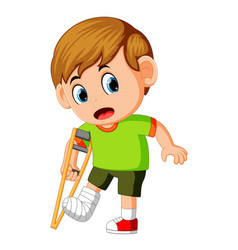 Boy with broken leg Royalty Free Vector Image - VectorStock