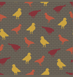 Colourful Pigeons On A Grey Wall Pattern Print