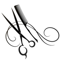 Curl Of Hair Stylist Scissors And Comb