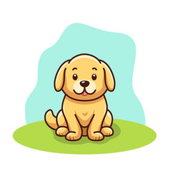 Cute Dog Sitting Cartoon Character Line Icon